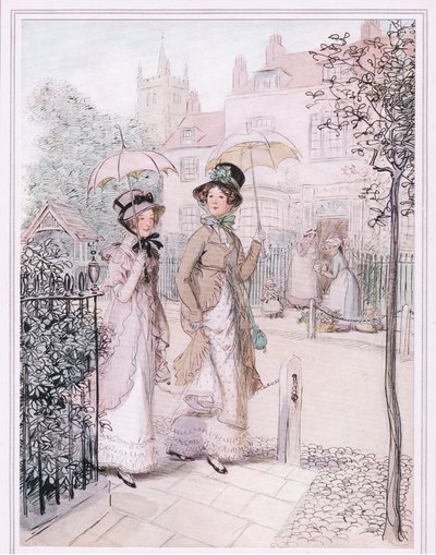 Miss Willoughby: We are known everywhere now, Susan, you and I, as the old maids of Quality Street. by Hugh Thomson